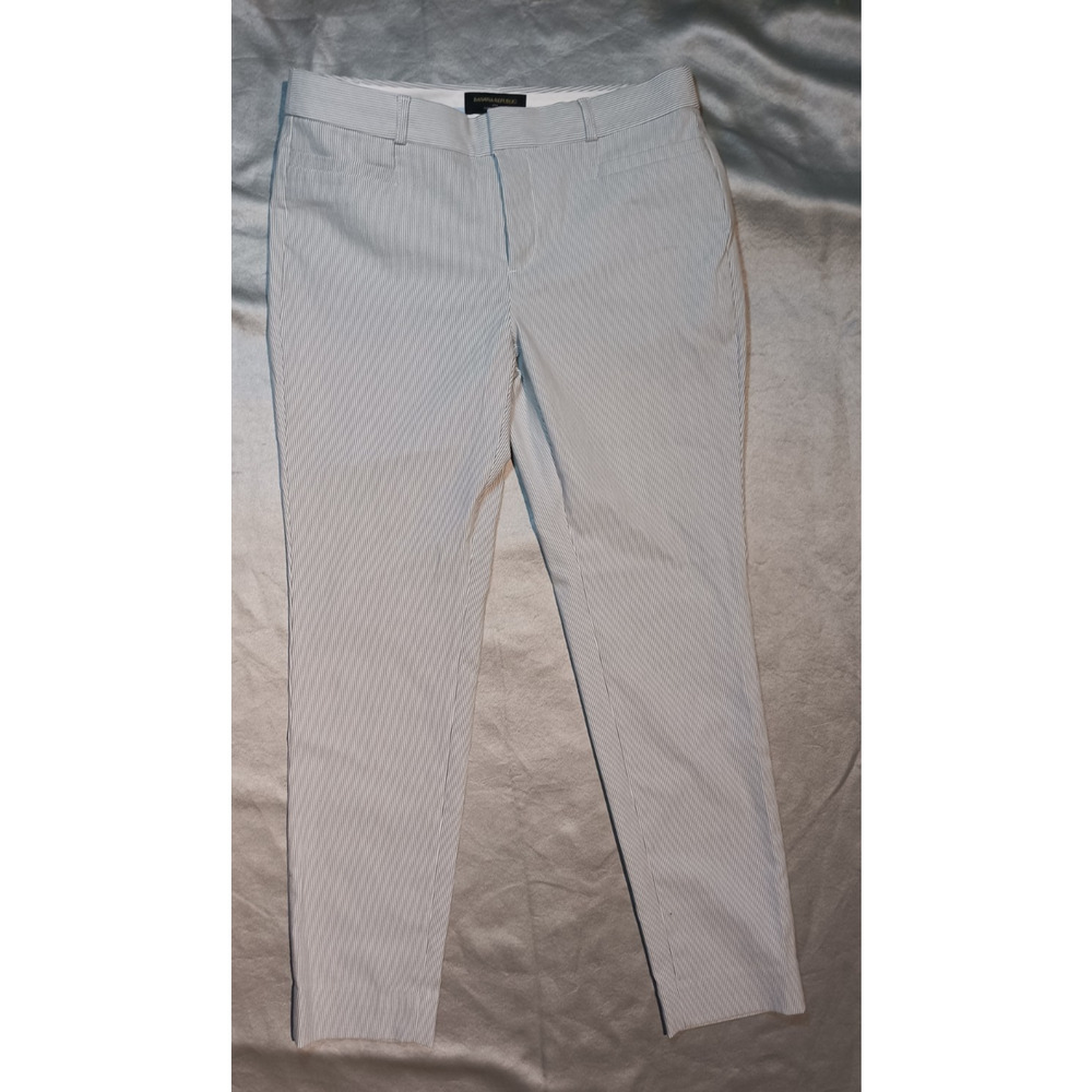 Banana Republic Sloan Pant Women’s 2 Gray Striped High Rise Ankle Cropped